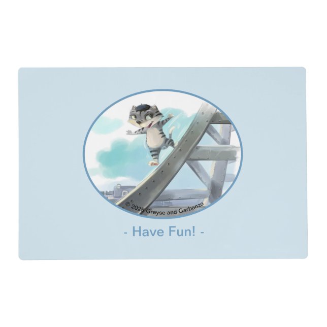Cat Slides Eiffel Tower – Paris Fun Placemat (Front)