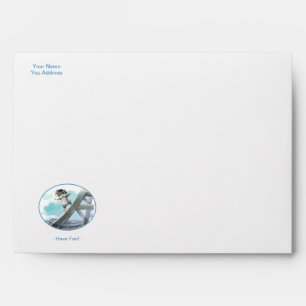 Cat Slides Eiffel Tower - Paris Fun White Envelope
