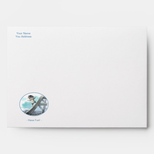 Cat Slides Eiffel Tower - Paris Fun White Envelope (Front)