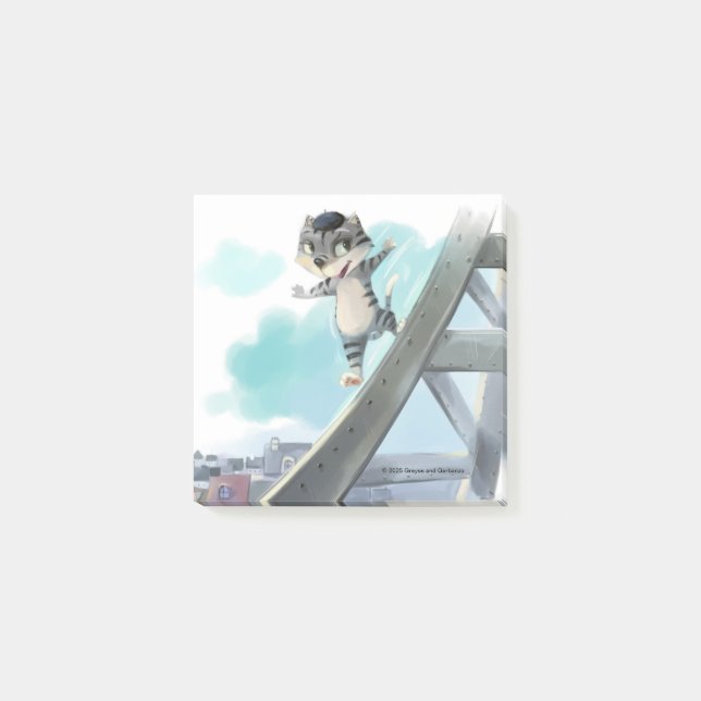 Cat Slides Eiffel Tower – Paris Notes 3" x 3" (Front)