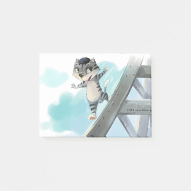 Cat Slides Eiffel Tower – Paris Notes 4" x 3" (Front)