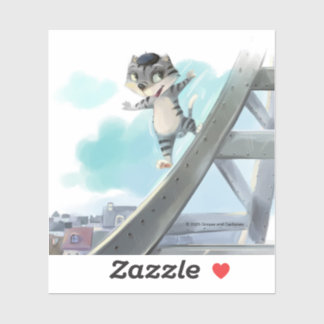 Cat Slides Eiffel Tower – Paris Vinyl Sticker
