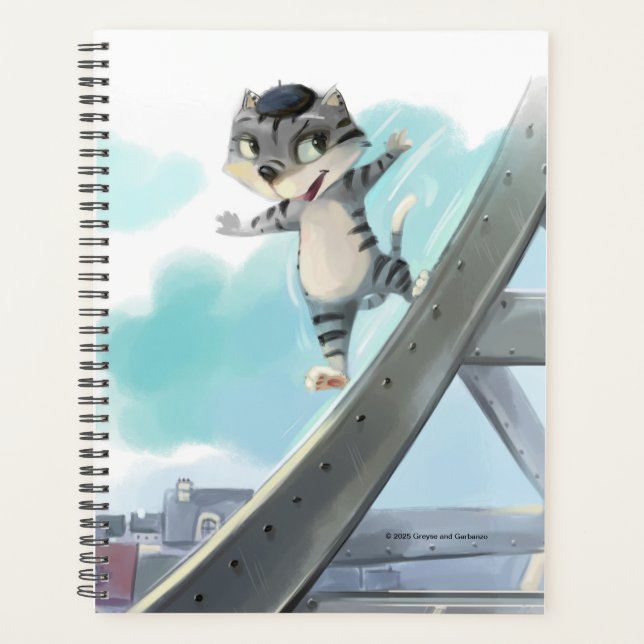 Cat Slides Eiffel Tower – Paris Weekly Planner  (Front)