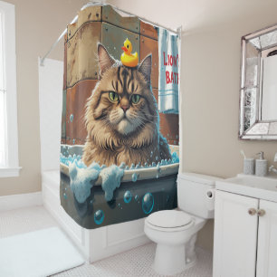 Cat Sloppy Sleepy Cute Funny  Shower Curtain
