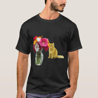 Cat Smelling Flowers  T-Shirt