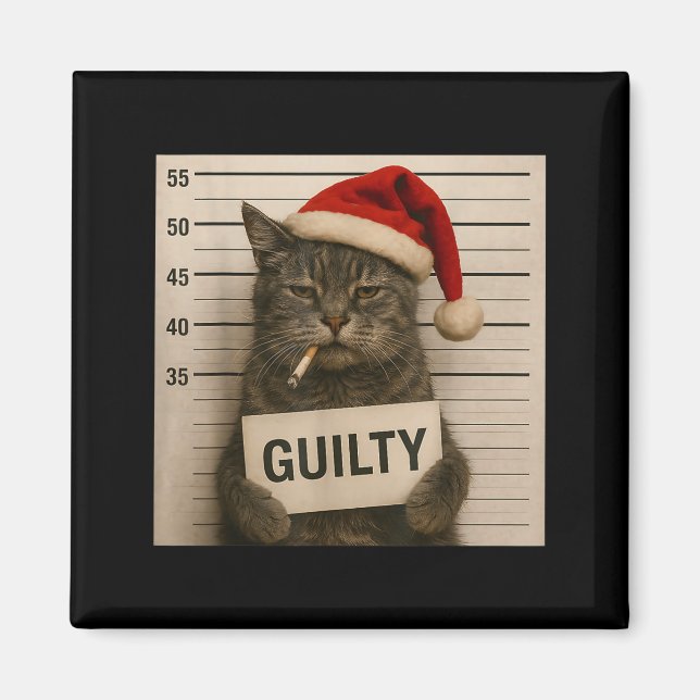 Cat Smoking Cigarette Christmas Funny Meme Cat  Magnet (Front)