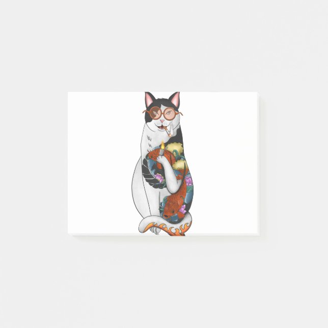 cat smoking post-it notes (Front)