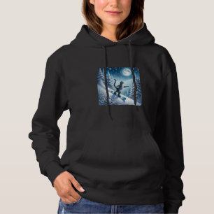 Cat Snowboarding Gracefully Under Starry Winter Sk Hoodie