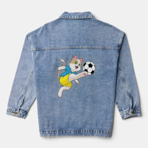 Cat Soccer player Soccer Sports  Denim Jacket