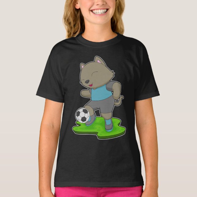 Cat Soccer player Soccer T-Shirt (Front)
