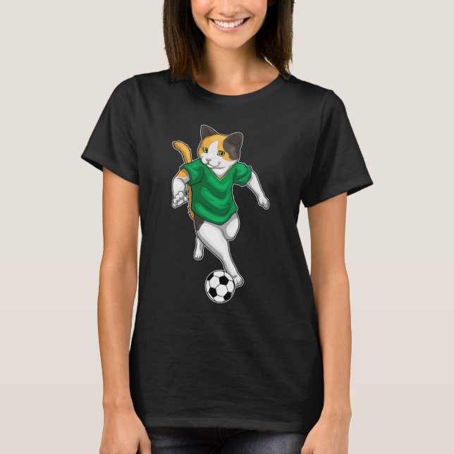 Cat Soccer player Soccer T-Shirt (Front)
