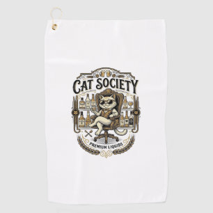 Cat Society Cat Alcohol Bar Humor Vintage Vector A Golf Towel