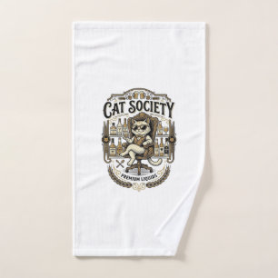 Cat Society Cat Alcohol Bar Humor Vintage Vector A Hand Towel