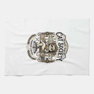 Cat Society Cat Alcohol Bar Humor Vintage Vector A Kitchen Towel
