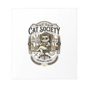 Cat Society Cat Alcohol Bar Humor Vintage Vector A Notepad