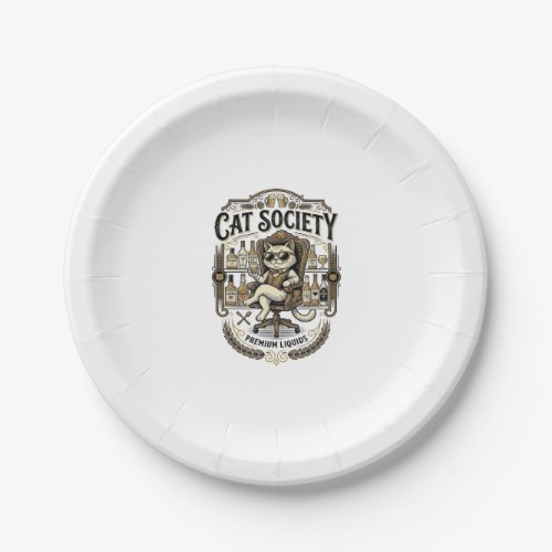 Cat Society Cat Alcohol Bar Humor Vintage Vector A Paper Plates