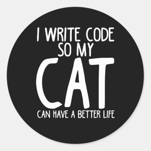 Cat Software Engineer Code Writer Code Engineer Classic Round Sticker