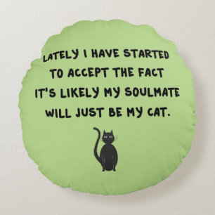 Cat Soulmate Round Pillow