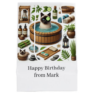 Cat Spa party for Siamese Cat Lovers  Medium Gift Bag