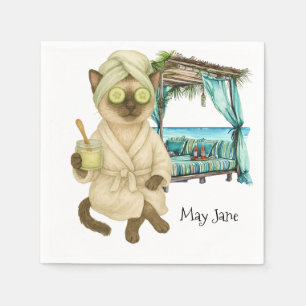 Cat Spa themed for Siamese Cat Lovers Napkins