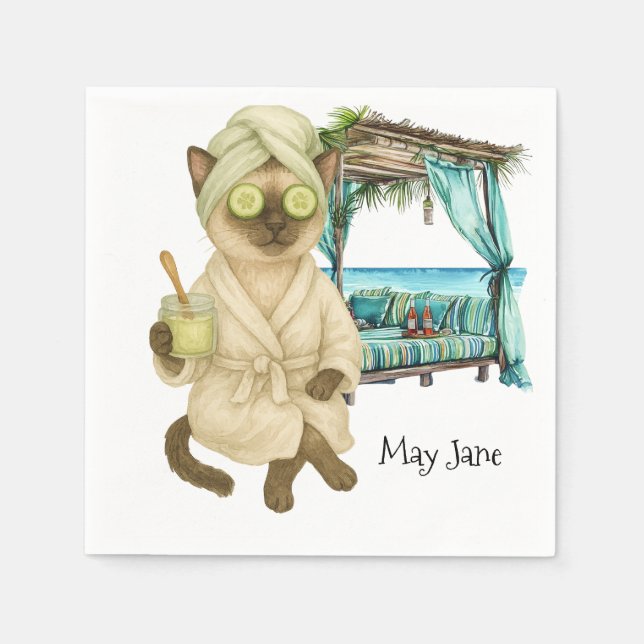 Cat Spa themed for Siamese Cat Lovers Napkins (Front)