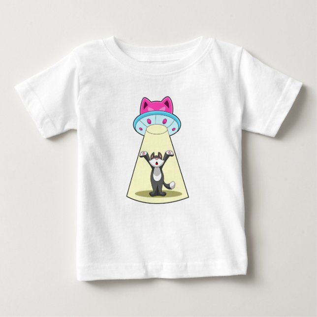Cat Spaceship Baby T-Shirt (Front)