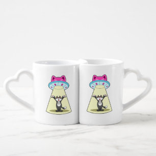 Cat Spaceship Coffee Mug Set