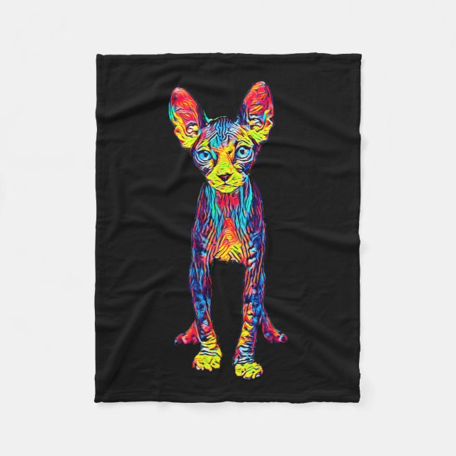 Cat Sphynx Funny Cat Lover Gifts For Men  Fleece Blanket (Front)