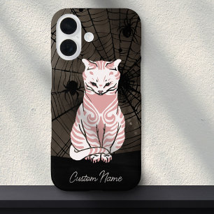 Cat Spider Web Pretty Goth Black Pink Gothic  iPhone 16 Case