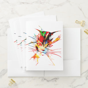 Cat splatter pocket folder
