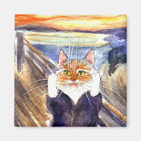 Cat spoof magnet, Edvard Munch's The Scream