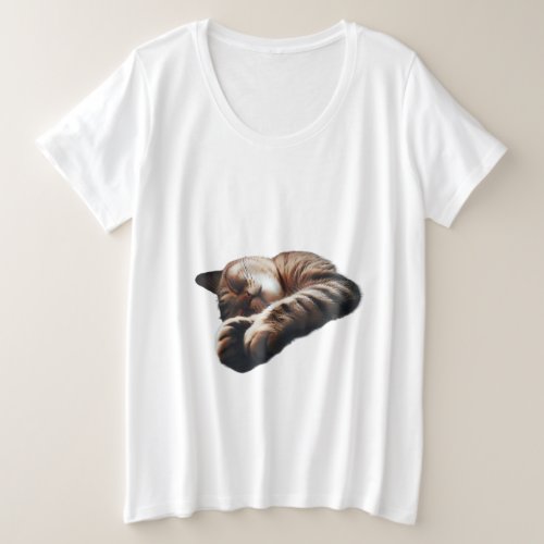 Cat Sprawled Contentedly Blissful Relaxation Plus Size T_Shirt