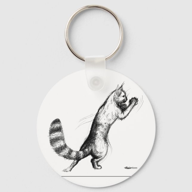 Cat Springing2 Keychain (Front)