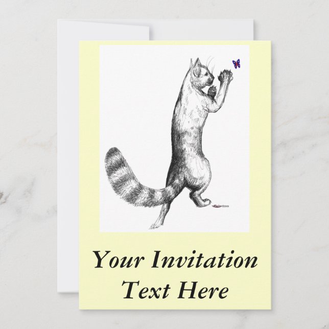 Cat Springing Invitation (Front)