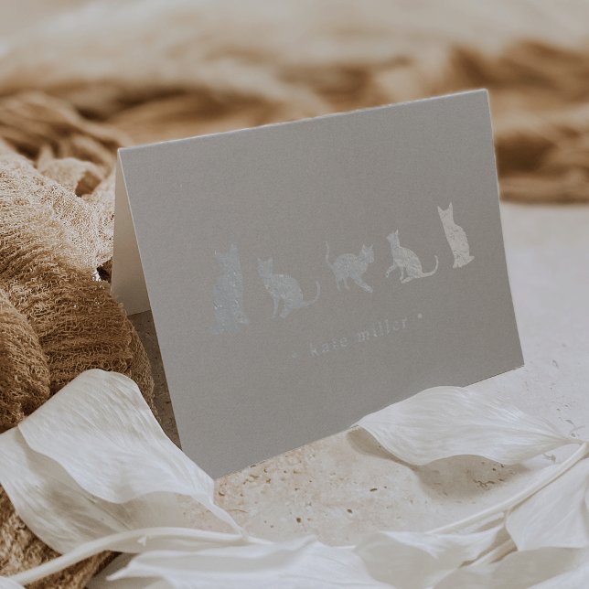Cat Squad Personalized Silver Foil Stationery Card (Creator Uploaded)
