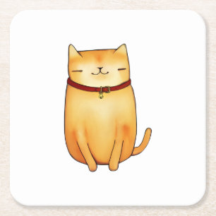 Cat Square Paper Coaster