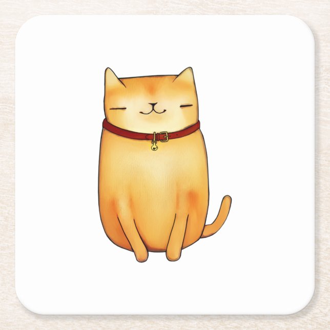 Cat Square Paper Coaster (Front)