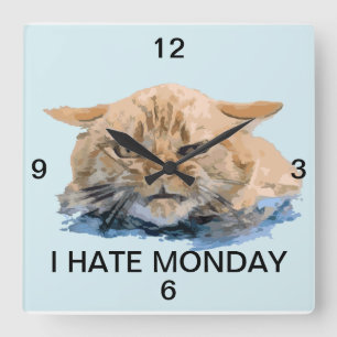 cat square wall clock