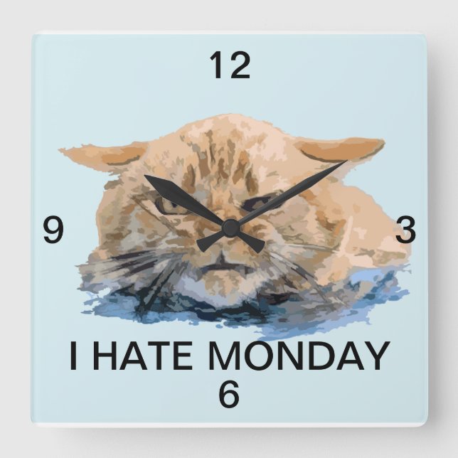 cat square wall clock (Front)