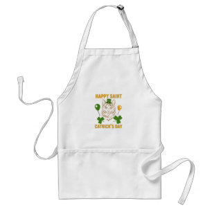 Cat St. Patrick's Day for Cat Lover Adult Apron
