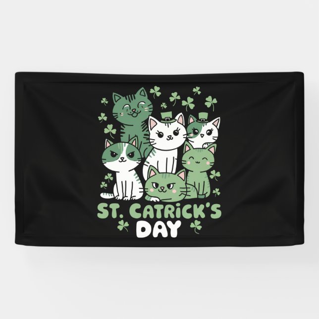 Cat St Patrick's Day Funny Catrick's Day Banner (Horizontal)