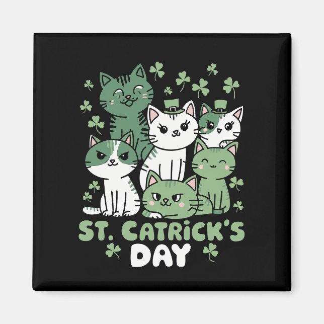 Cat St Patrick's Day Funny Catrick's Day Magnet (Front)