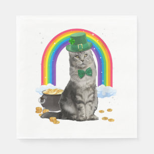 Cat St Patricks Day Leprechaun Costume Shamrock Gi Napkins