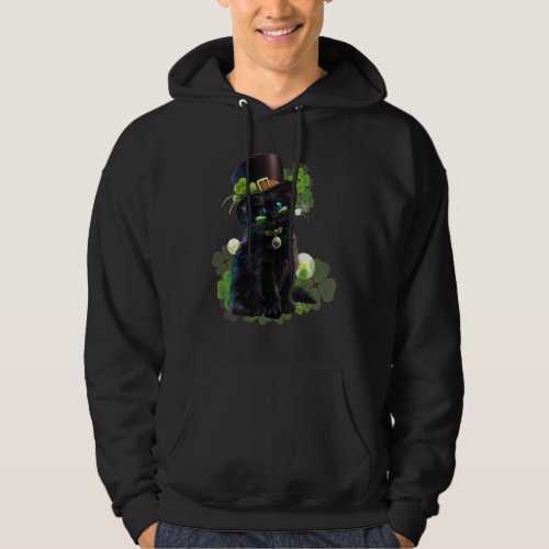 Cat St Patricks Day Leprechaun Shamrock Kitten Gir Hoodie