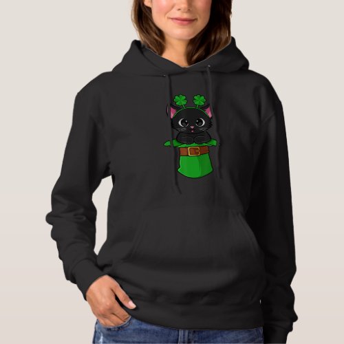 Cat St Patricks Day Leprechaun Shamrock Kitten Gir Hoodie