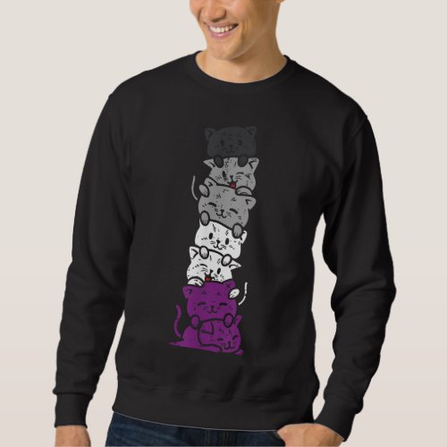 Cat Stack Asexual Pride Cute Ace Flag Animal Pet L Sweatshirt