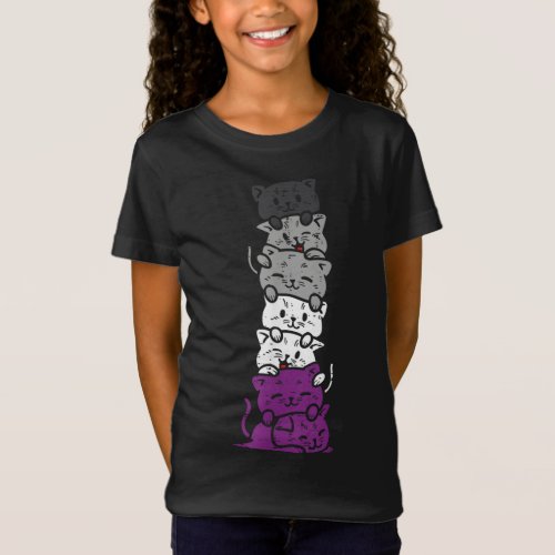 Cat Stack Asexual Pride Cute Ace Flag Animal Pet L T_Shirt