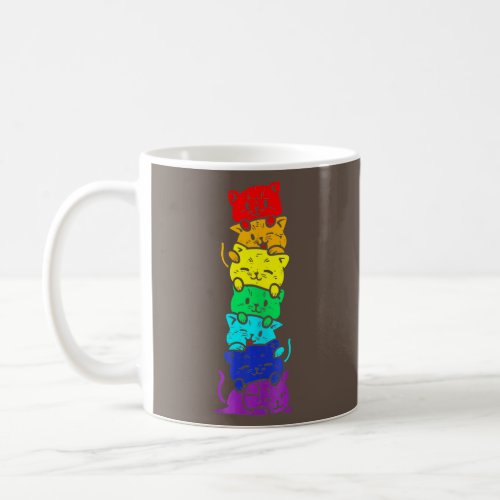 Cat Stack Rainbow Gay Pride Cute LGBT Animal Pet Coffee Mug