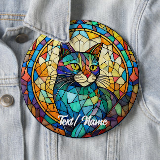Cat Stain Glass Design Pin 