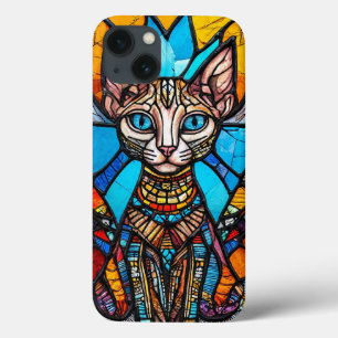 Cat Stained Glass Rainbow Unique Aesthetic Design iPhone 13 Case